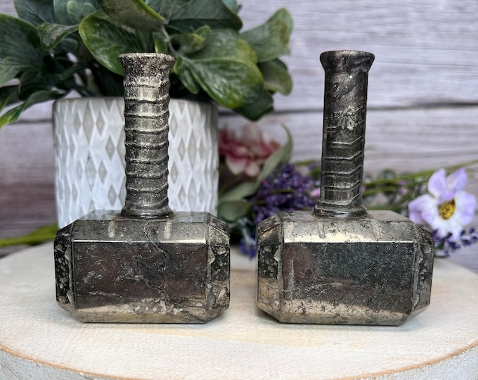 Pyrite Hammer Carving, Pyrite, Pyrite Thor Hammer, Crystal Hammer Carving