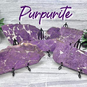 Purpurite Slab, Purpurite Raw Stone, Purpurite Freeform Slab, Purple Flashy Crystal, The Stone of Psychic Protection - FREE STAND!