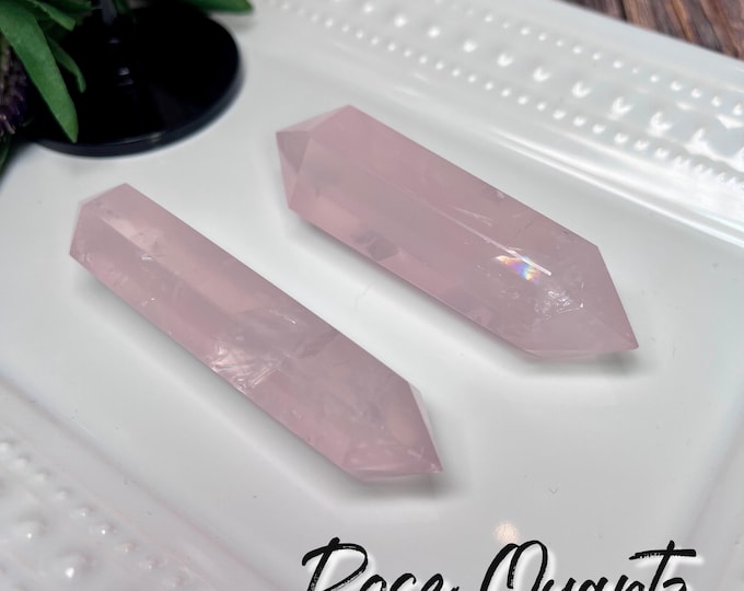 Rose Quartz DT, Double Terminated Rose Quartz, Rose Quartz Crystal, Rainbow Inclusions