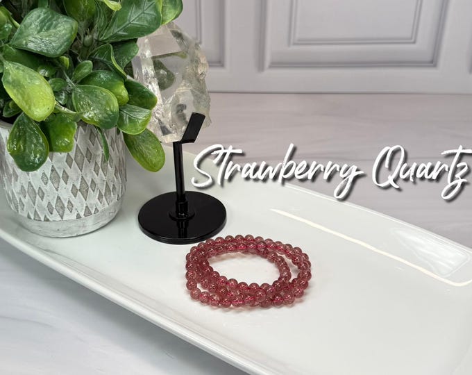 Strawberry Quartz Wrap Bracelet or 20" Necklace, Strawberry Quartz, 6mm Round Beads