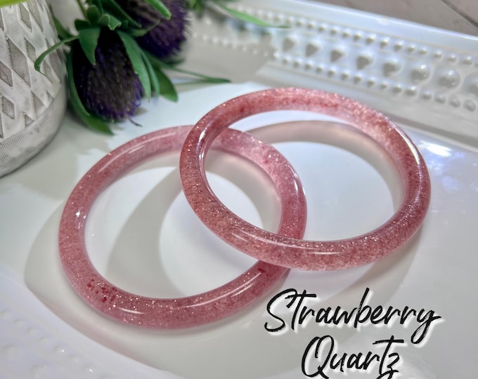 Sparkly Strawberry Quartz Bangle, Glittery Strawberry Quartz Crystal Bangle Bracelet (4)