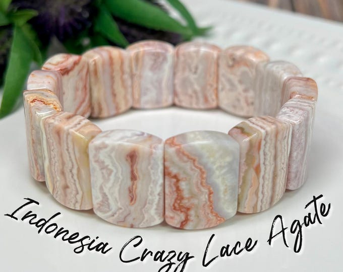 Beautiful Indonesian Crazy Lace Agate Soft Bangle Bracelet, Indonesian Crazy Lace Agate Bracelet, Pink Lace Agate
