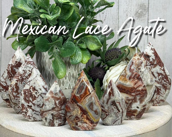 Mexican Lace Agate Freeform Flame, Mexican Agate Freeform, Self-Standing Polished Mexican Lace Agate, Stone of Clarity and Balance (2)