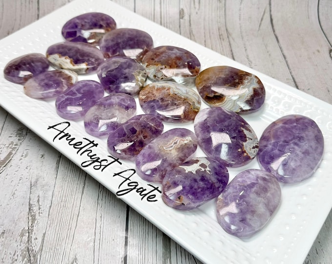 Amethyst and Mexican Crazy Lace Agate Palm Stone, Amethyst Agate, Crazy Lace Amethyst Palm Stone (3)