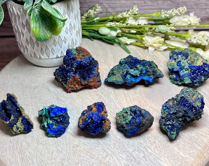 Azurite Specimen, Sparkly Druzy Azurite, Deep Rich Blue Azurite and Malachite, Stone of Heaven