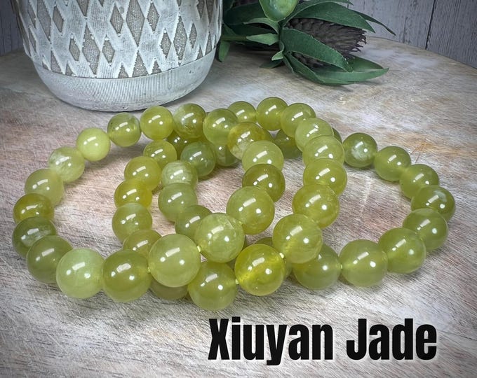 Xiuyan Jade Bracelet, Xiuyan Jade, Jade Bracelet, 10-11mm Round Beads