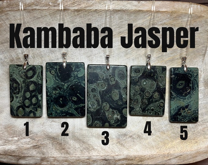 Kambaba Jasper Pendant, Kambaba Jasper, Peacock Eye Stone, Rectangle Pendant, 925 Silver Clasp - You Choose!