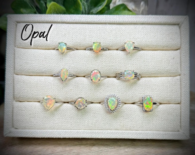 Flashy Fire Opal Ring, Small Opal Ring, Beautiful Colors, 925 Silver Adjustable Band (#13)