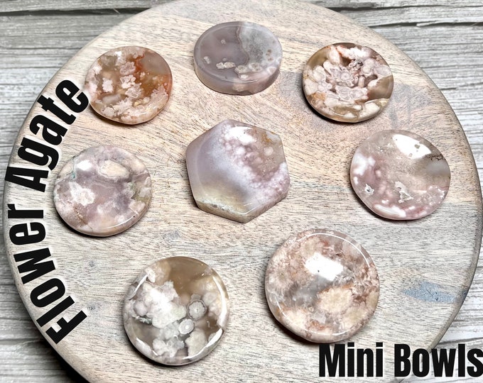 Small Flower Agate Crystal Bowl, Flower Agate Mini Bowl, Mini Crystal Bowl, Mini Crystal Dish
