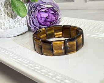Tiger Eye Bracelet, Tiger Eye Soft Bangle Bracelet, Stretchy Bracelet