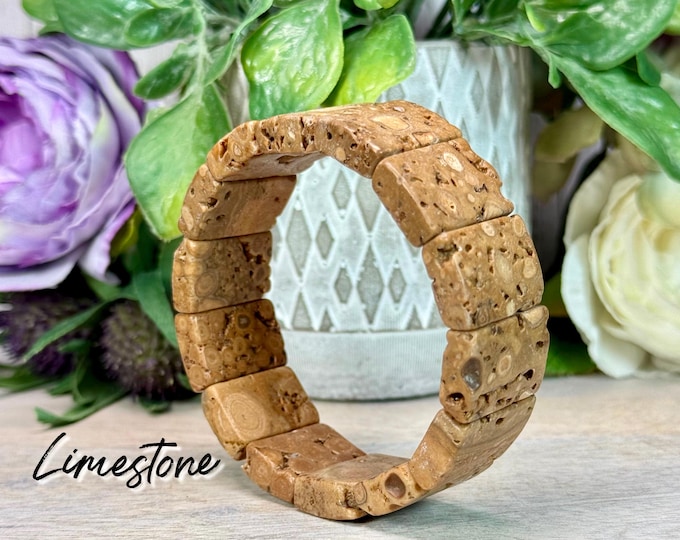 Globular Limestone Bracelet, Unique Limestone Bracelet, Limestone Soft Bangle Bracelet