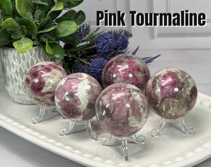 Pink Tourmaline Sphere, Pink Tourmaline and Quartz