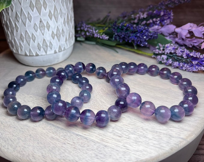 Watermelon Fluorite Bracelet, Fluorite Bracelet, Round Bead, 9-10mm, 10-11mm, 11-12mm