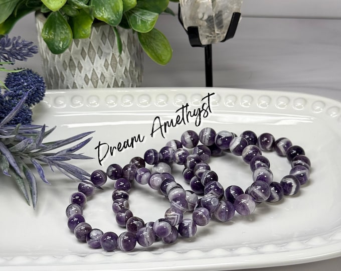 Dream Amethyst Bracelet, Chevron Amethyst Bracelet, Amethyst Bracelet, 10-11mm or 12-13mm Round Beads
