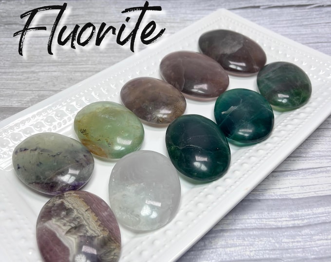 Fluorite Palm Stone, Mica in Fluorite, Dendritic Fluorite, Fluorite Crystal Palm Stone, Large Fluorite Palm Stone - You Choose!
