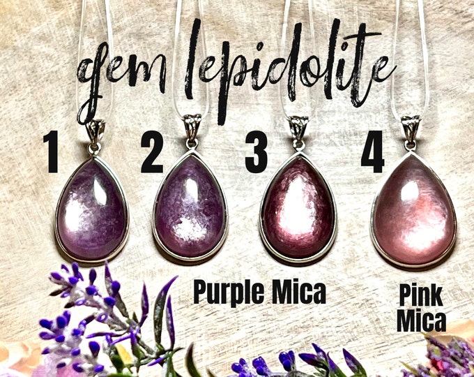 Purple Mica Pendant, Gem Lepidolite Pendant, Pink Mica Pendant, Flashy Mica, 925 Silver Clasp