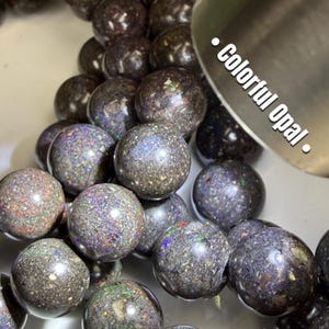 Australian Black Opal Bracelet, Rainbow Sparkles, 9-10mm or 10-11mm Round Beads