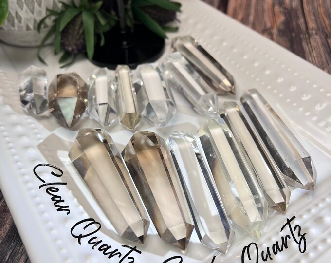 Clear Quartz DT, Smoky Quartz DT, Phantom Quartz, Blue Needle Quartz, Double Terminated Quartz, Double Terminated Crystal (12)