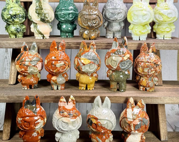 Jade Labubu Carving, Crystal Labubu Carving, The Monsters Labubu Figurine