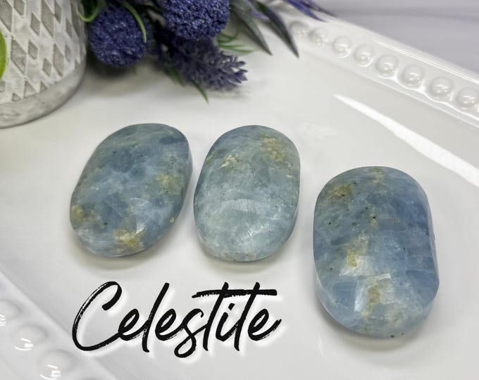 Celestite Palm Stone, Blue Celestine