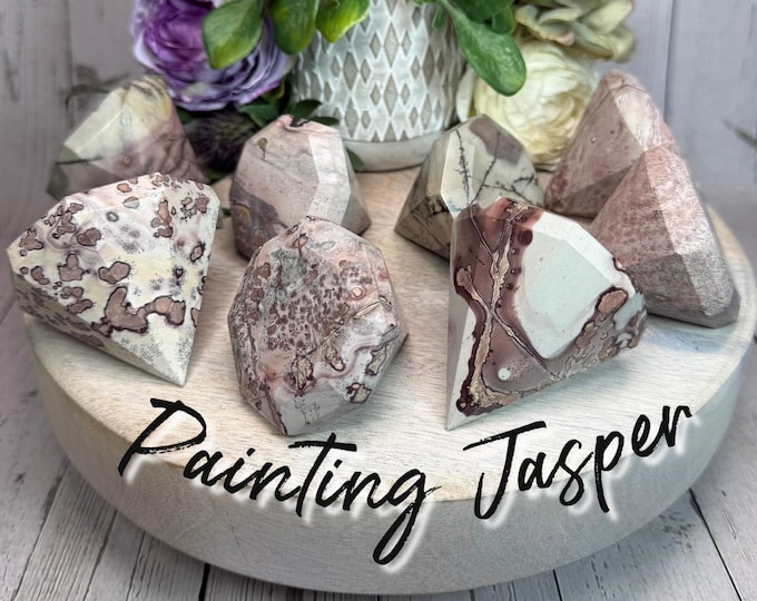 Painting Jasper Diamond Carving, Pink and Purple Painting Jasper Diamond, Picture Jasper, Landscape Jasper, Scenic Jasper