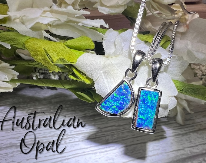 Australian Opal Pendant, Opal Pendant, Flashy Opal Jewelry, 925 Silver Setting & 24" Chain