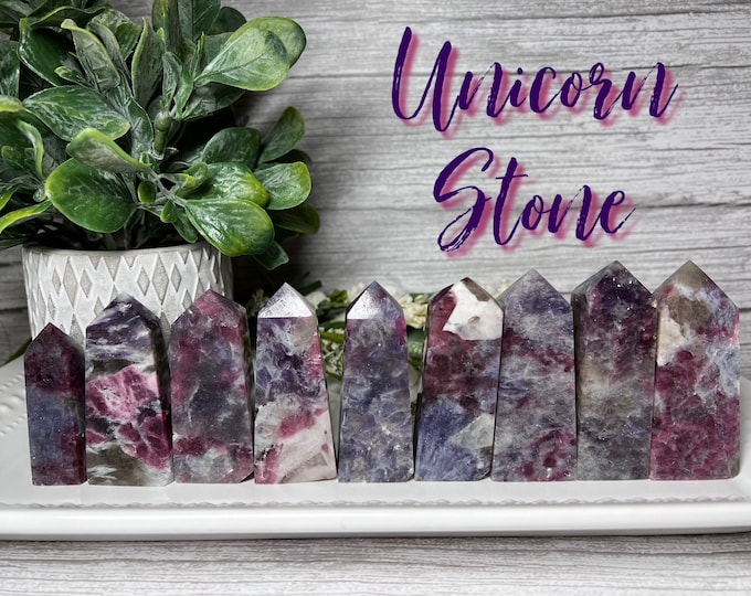 Unicorn Stone Tower, Unicorn Stone Point, Pink Tourmaline, Lepidolite, Purple Mica, Quartz - You Choose!