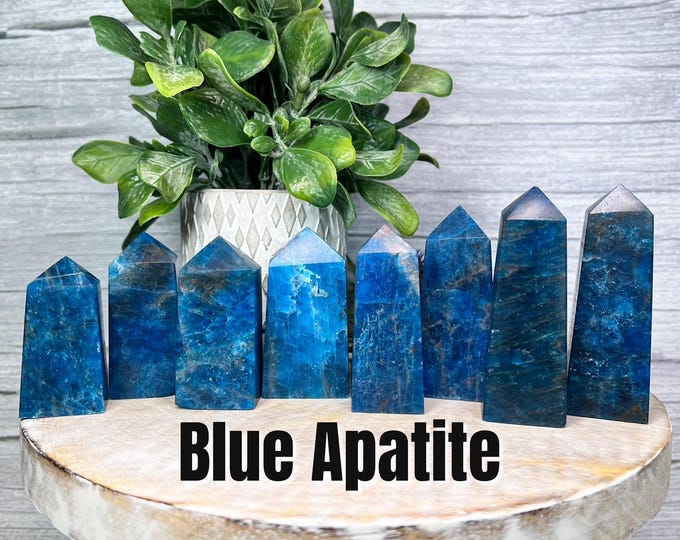 Blue Apatite Tower, Blue Apatite Point, Blue Apatite Crystal, Stone of Manifestation