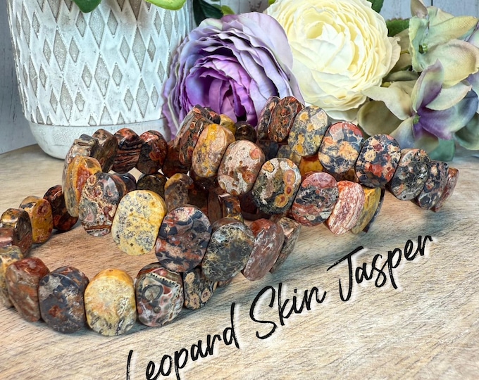Leopard Skin Jasper Soft Bangle Bracelet, Leopard Skin Jasper Bracelet, Leopard Jasper Crystal, Leopard Skin Jasper