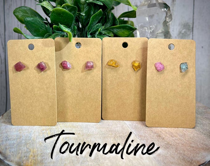 Tourmaline Earrings, Tourmaline Stone Earrings, Pink Tourmaline, Yellow Tourmaline, Blue Tourmaline, 925 Silver Post