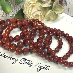 Warring States Red Agate Bracelet, Fighting Agate Bracelet, Red Agate Bracelet, 7-8mm or 8-9mm or 11-12mm or 12-13mm Round Beads