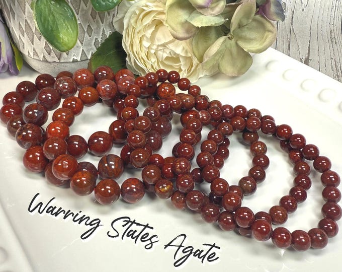 Warring States Red Agate Bracelet, Fighting Agate Bracelet, Red Agate Bracelet, 7-8mm or 8-9mm or 11-12mm or 12-13mm Round Beads