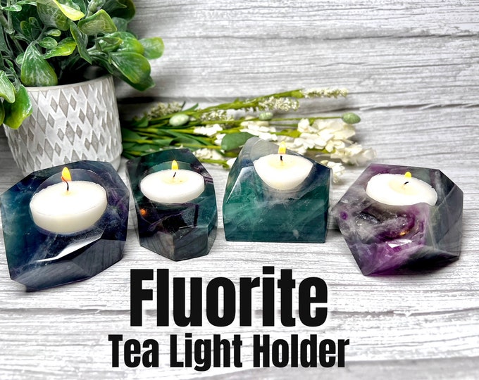 Fluorite Tea Light Holder, Fluorite Tealight Holder, Fluorite Crystal Candle Holder