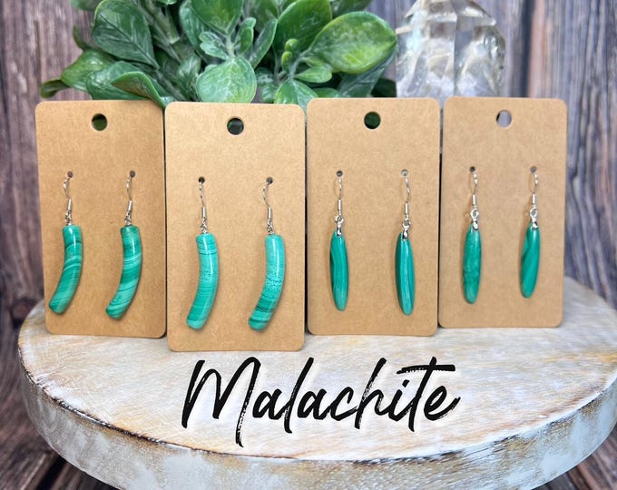 Malachite Earrings, Malachite Drop Earrings, Malachite Dangle Earrings, 925 Silver Earring Setting