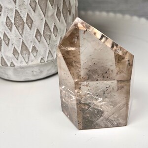 Phantom Quartz, Phantom Quartz with Mica Point, Smoky Quartz Freeform Tower