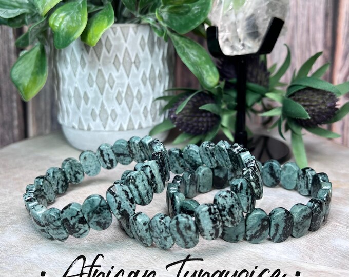 African Turquoise Soft Bangle Bracelet, Jasper Soft Bangle Bracelet, African Turquoise Bracelet, "Stone of Evolution"