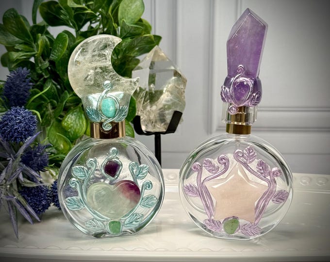 Crystal Decorative Bottle, Perfume - Essential Oils - Elixir - Moon Water Bottle