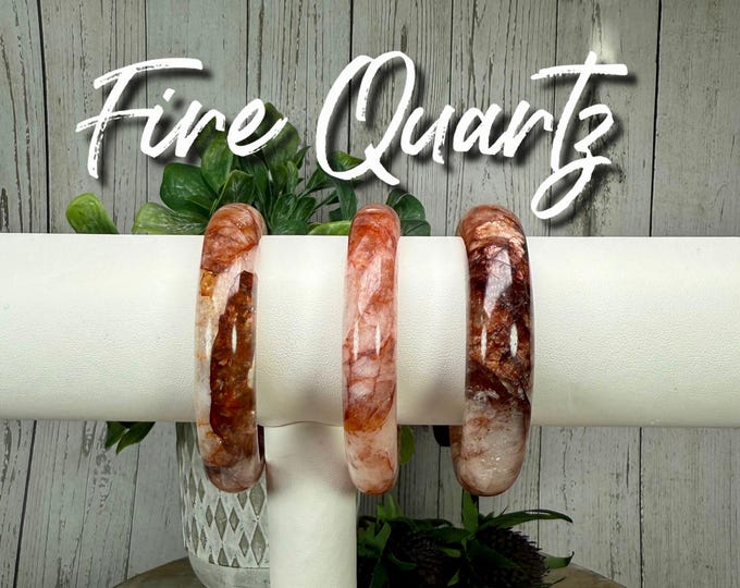 Fire Quartz Bangle, Fire Quartz Crystal Bangle Bracelet, Hematoid Quartz Crystal Bangle (LLFQB5)