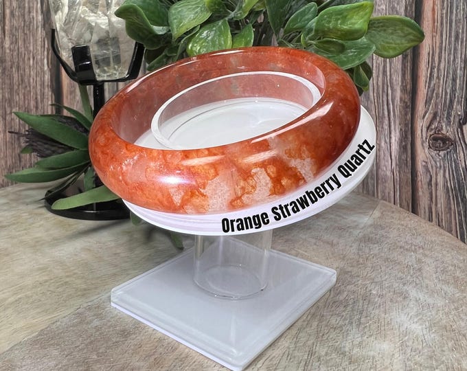Unique Orange Strawberry Quartz Crystal Bangle, Orange Strawberry Quartz Bracelet, Crystal Bangle Bracelet 61.5mm (3)
