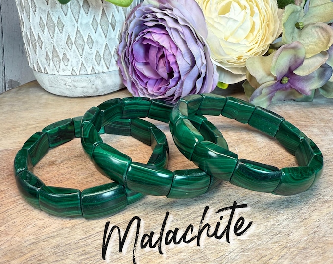 Malachite Soft Bangle Bracelet, Malachite Bracelet, Stretchy Soft Bangle Malachite Bracelet