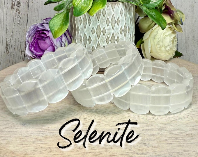 Selenite Bracelet, Selenite Soft Bangle Crystal Bracelet, Selenite Crystal, Satin Spar Bracelet