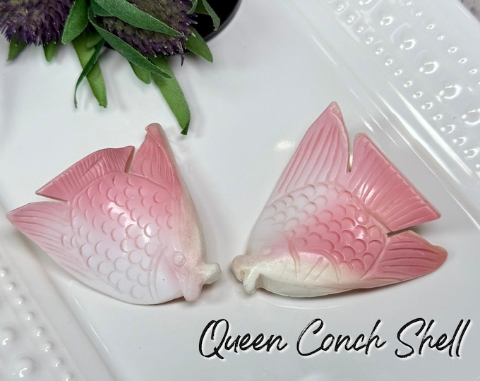 Pink Queen Conch Shell Fish Carving, Pink Queen Conch Shell Carving