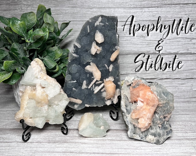 Apophyllite & Stilbite Crystal Specimen, Natural Raw Apophyllite with Stilbite, Crystal Specimen