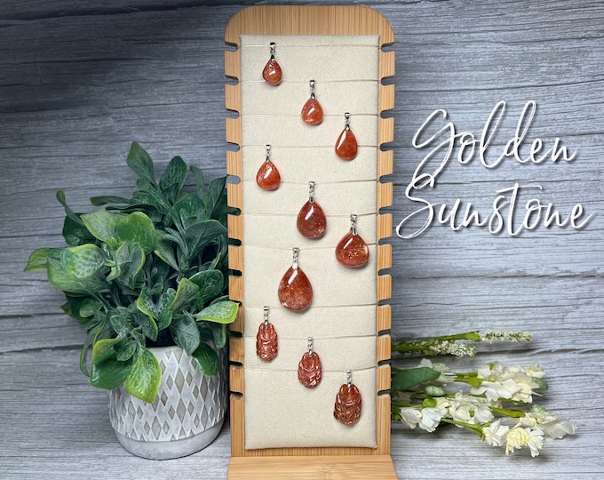 Golden Sunstone Pendant, Golden Sunstone Carving Pendants, Glittery Rainbow Confetti, 925 Silver Clasp
