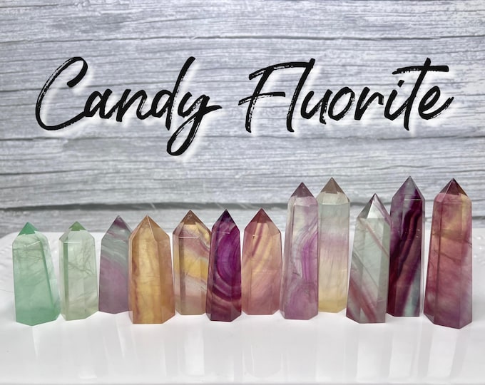 Beautiful Candy Fluorite Tower, Fluorite Tower, Fluorite Point, Small Fluorite Crystal Towers (2)