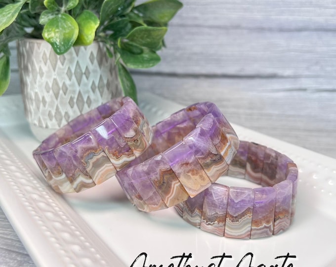 Beautiful Amethyst and Mexican Crazy Lace Agate Soft Bangle, Amethyst Agate, Crazy Lace Amethyst, Statement Bracelet