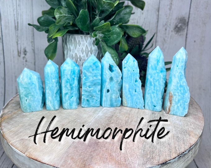 Druzy Hemimorphite Tower, Hemimorphite Crystal Tower, Creativity - Communication - Peace (3)