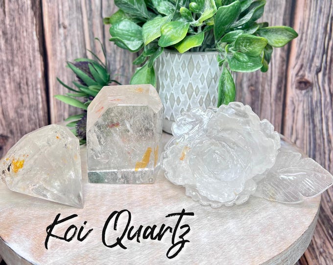 Koi Quartz, Koi Fish Quartz, Hematoid Golden Healer, Koi Fish Quartz Diamond, Koi Fish Quartz Flower, Koi Fish Quartz Freeform
