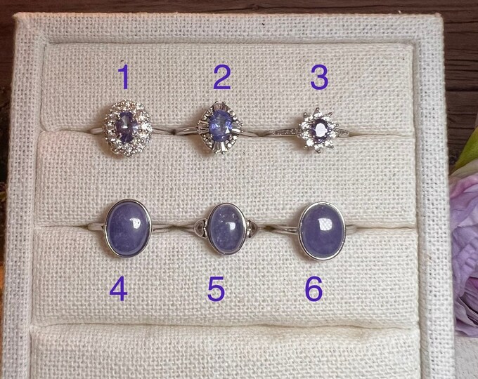 Tanzanite Ring, Tanzanite Gemstone, Tanzanite Crystal, Purple Gemstone, 925 Sterling Silver Adjustable Band - You Choose!
