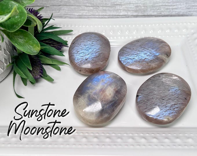 Sunstone Moonstone Palm Stone, Blue Moonstone Palm Stone, Sunstone in Moonstone Palm Stone, Crystal Palm Stone (3)